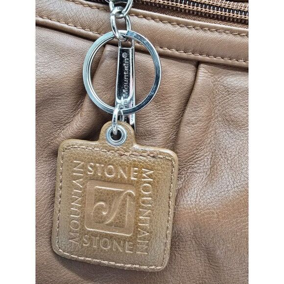 Stone Mountain Brown Leather Shoulder Bag With Keychain Accent & Zipper Pocket - Picture 4 of 12